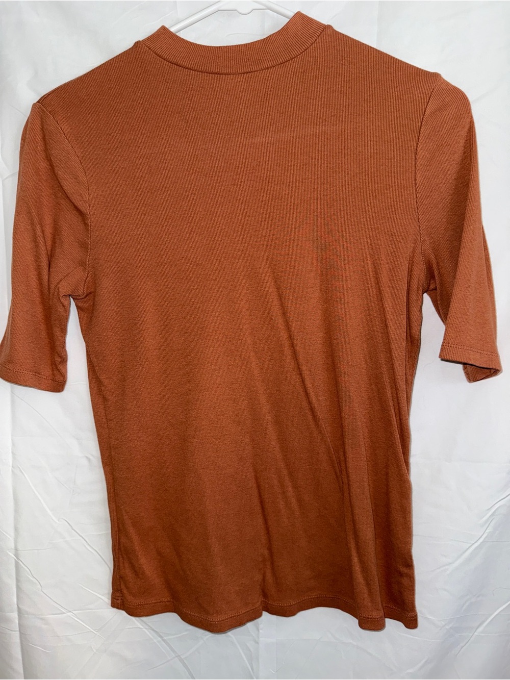 Women's Short Sleeve High neck Shirt in Rust - A New Day Size Small